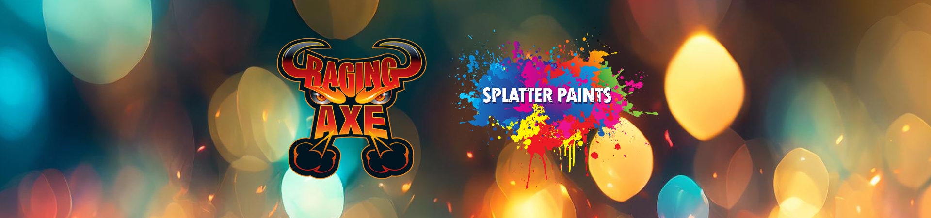 Raging Axe & Splatter Paints Logo website banner narrow